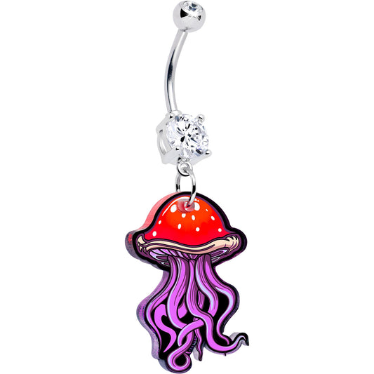 Double Gem Mushroom Jellyfish Dangle Belly Ring by Onyx O - - BELLY RING Dangle
