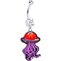 Double Gem Mushroom Jellyfish Dangle Belly Ring by Onyx O - - BELLY RING Dangle