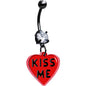 Black Double Gem Kiss Me Heart Dangle Belly Ring by Onyx O - - BELLY RING Dangle