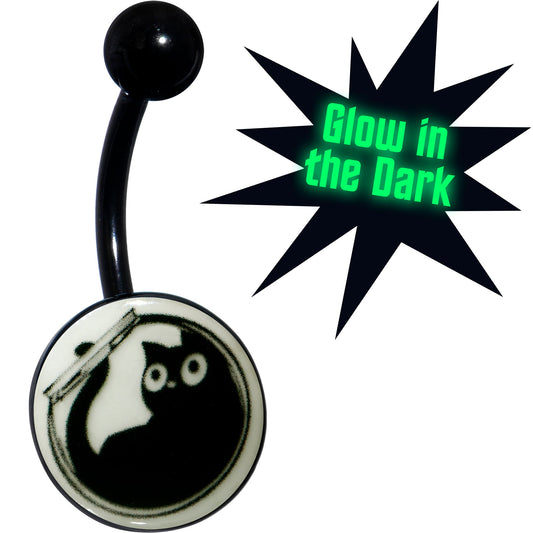 Glow in the Dark Fishbowl Kitty Cat Belly Ring by Onyx O - - BELLY RING