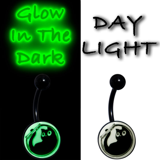 Glow in the Dark Fishbowl Kitty Cat Belly Ring by Onyx O - - BELLY RING
