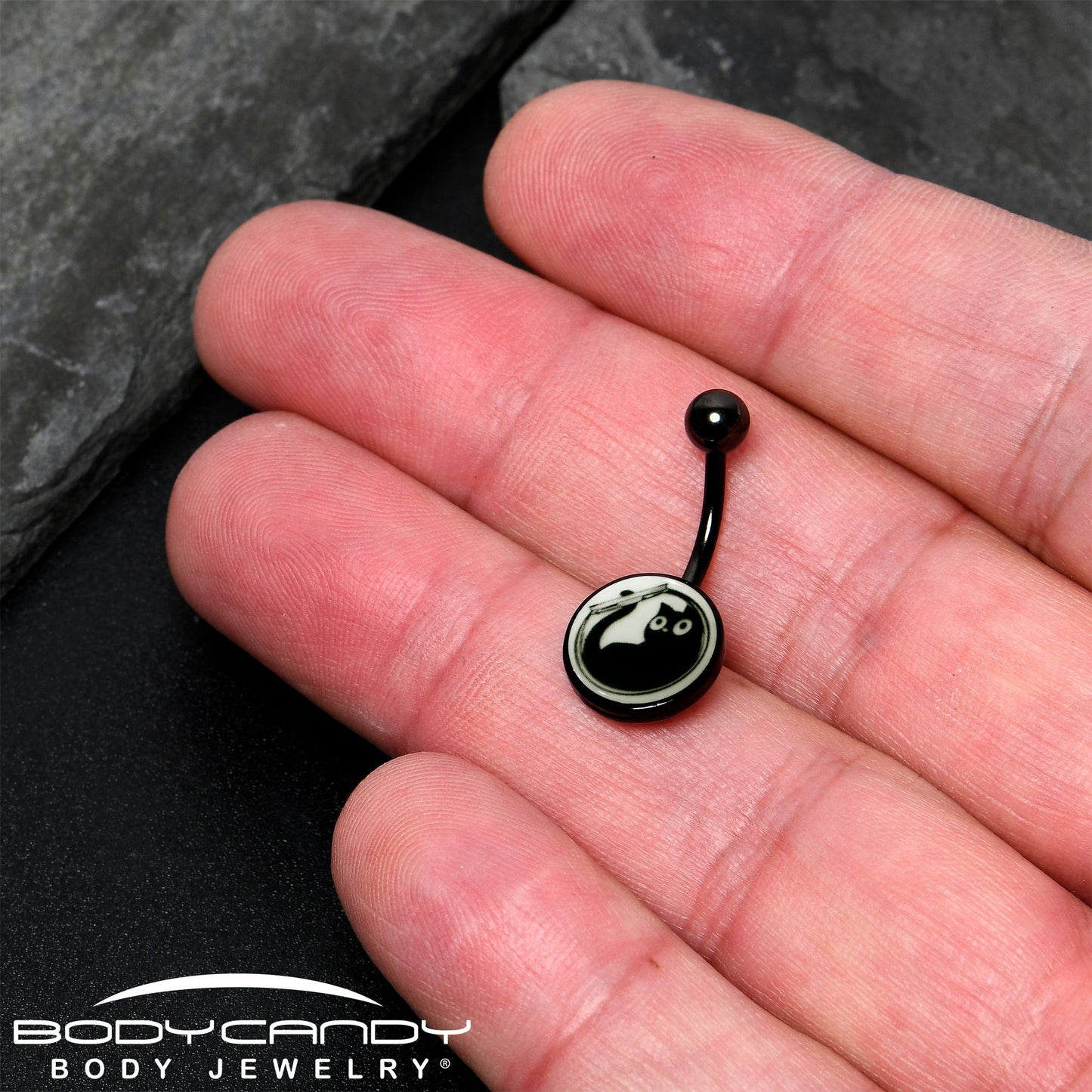 Glow in the Dark Fishbowl Kitty Cat Belly Ring by Onyx O - - BELLY RING