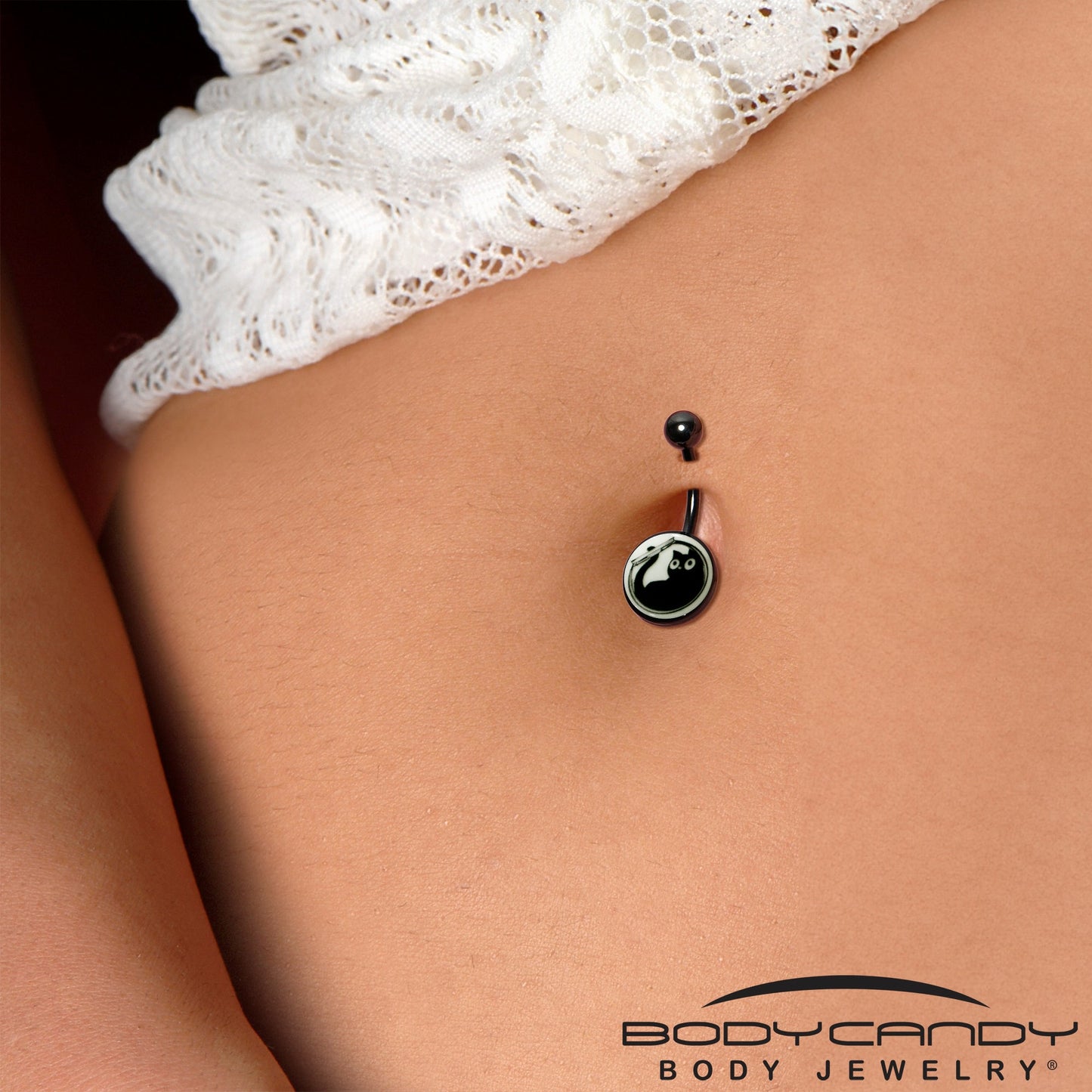Glow in the Dark Fishbowl Kitty Cat Belly Ring by Onyx O - - BELLY RING