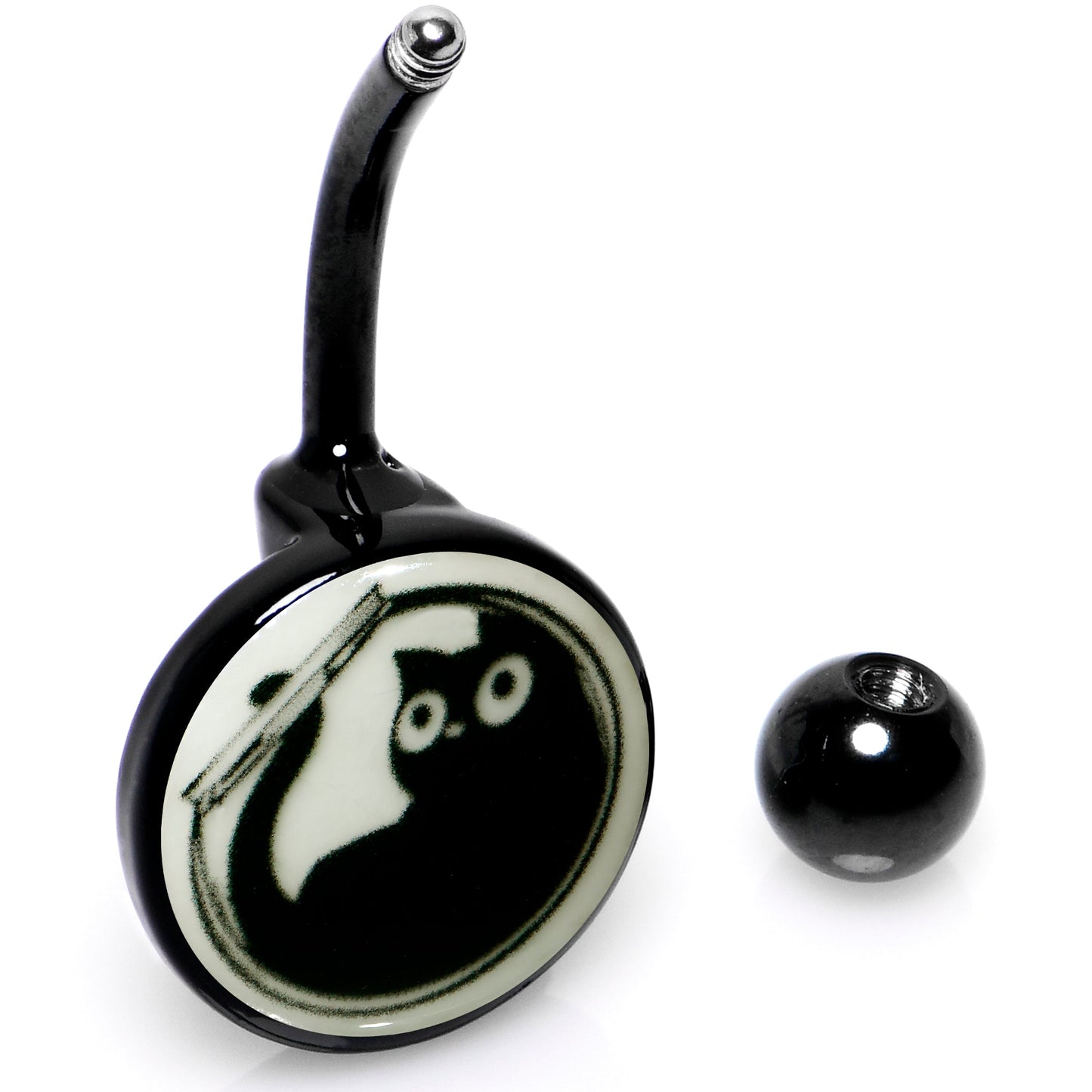 Glow in the Dark Fishbowl Kitty Cat Belly Ring by Onyx O - - BELLY RING