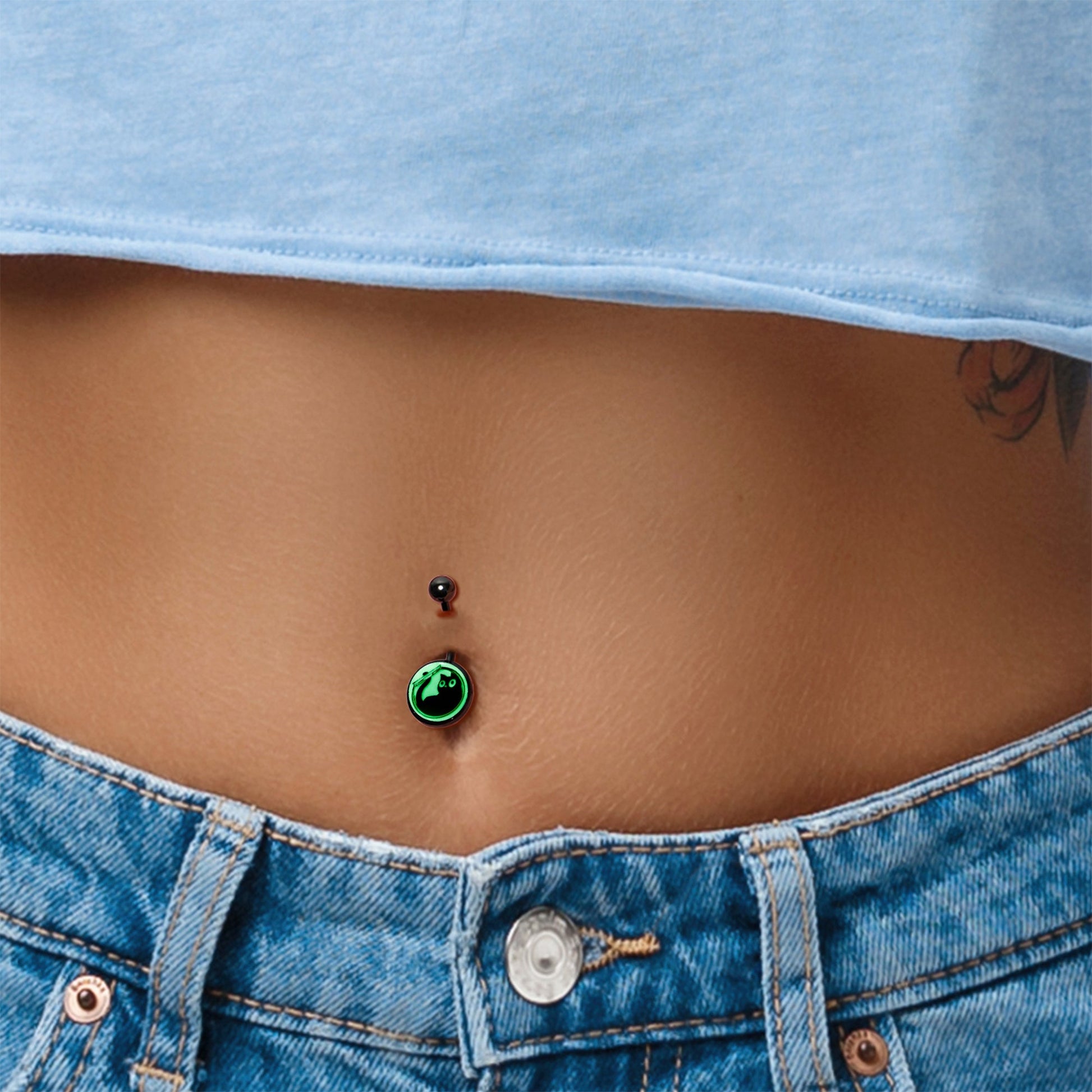 Glow in the Dark Fishbowl Kitty Cat Belly Ring by Onyx O - - BELLY RING