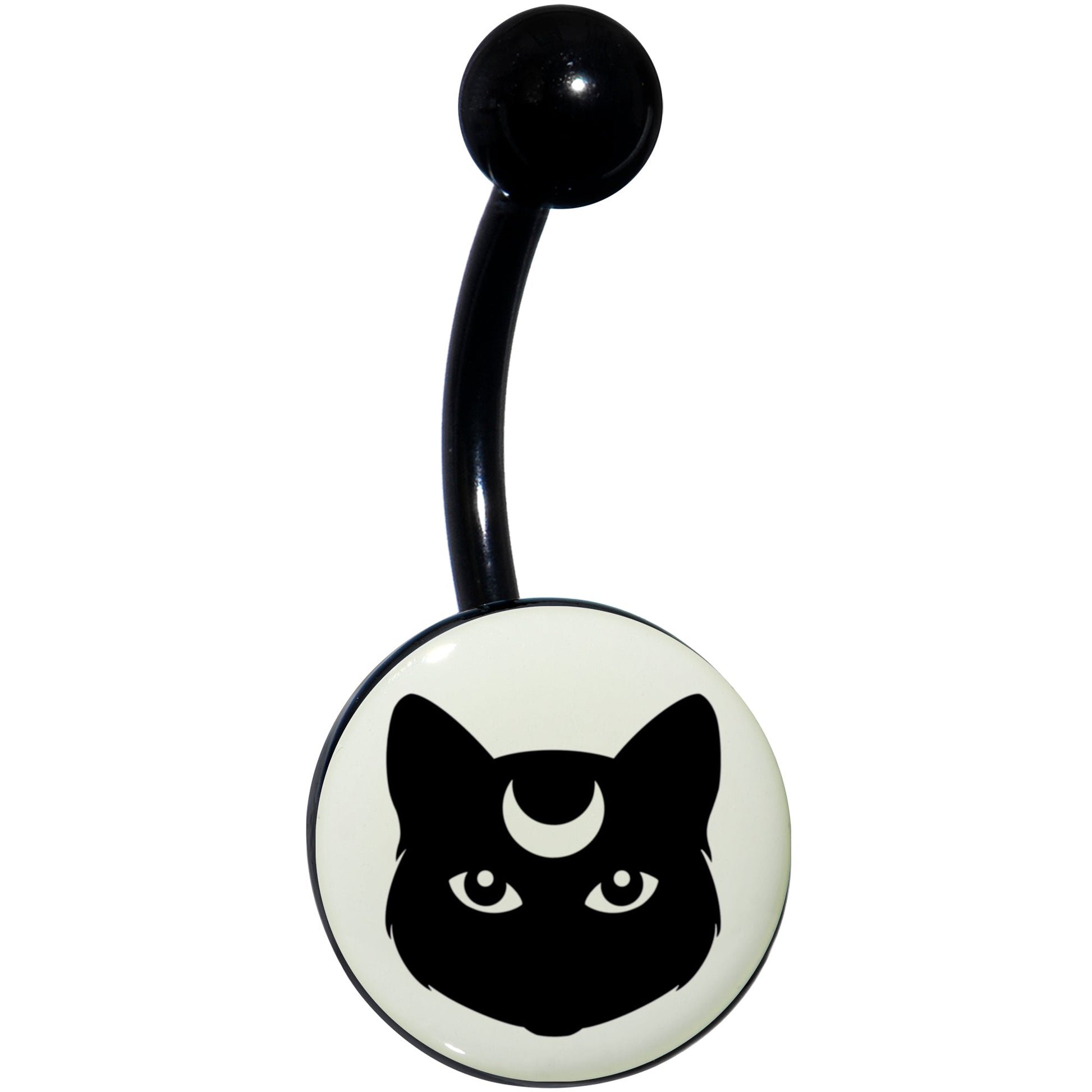 Glow in the Dark Mystic Kitty Cat Belly Ring by Onyx O - - BELLY RING