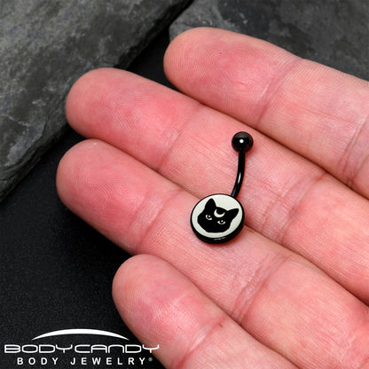 Glow in the Dark Mystic Kitty Cat Belly Ring by Onyx O - - BELLY RING