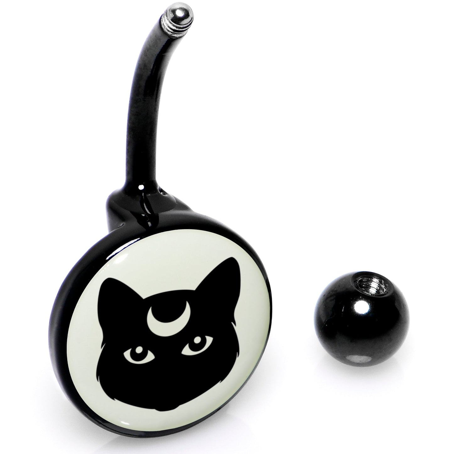Glow in the Dark Mystic Kitty Cat Belly Ring by Onyx O - - BELLY RING