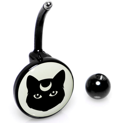 Glow in the Dark Mystic Kitty Cat Belly Ring by Onyx O - - BELLY RING