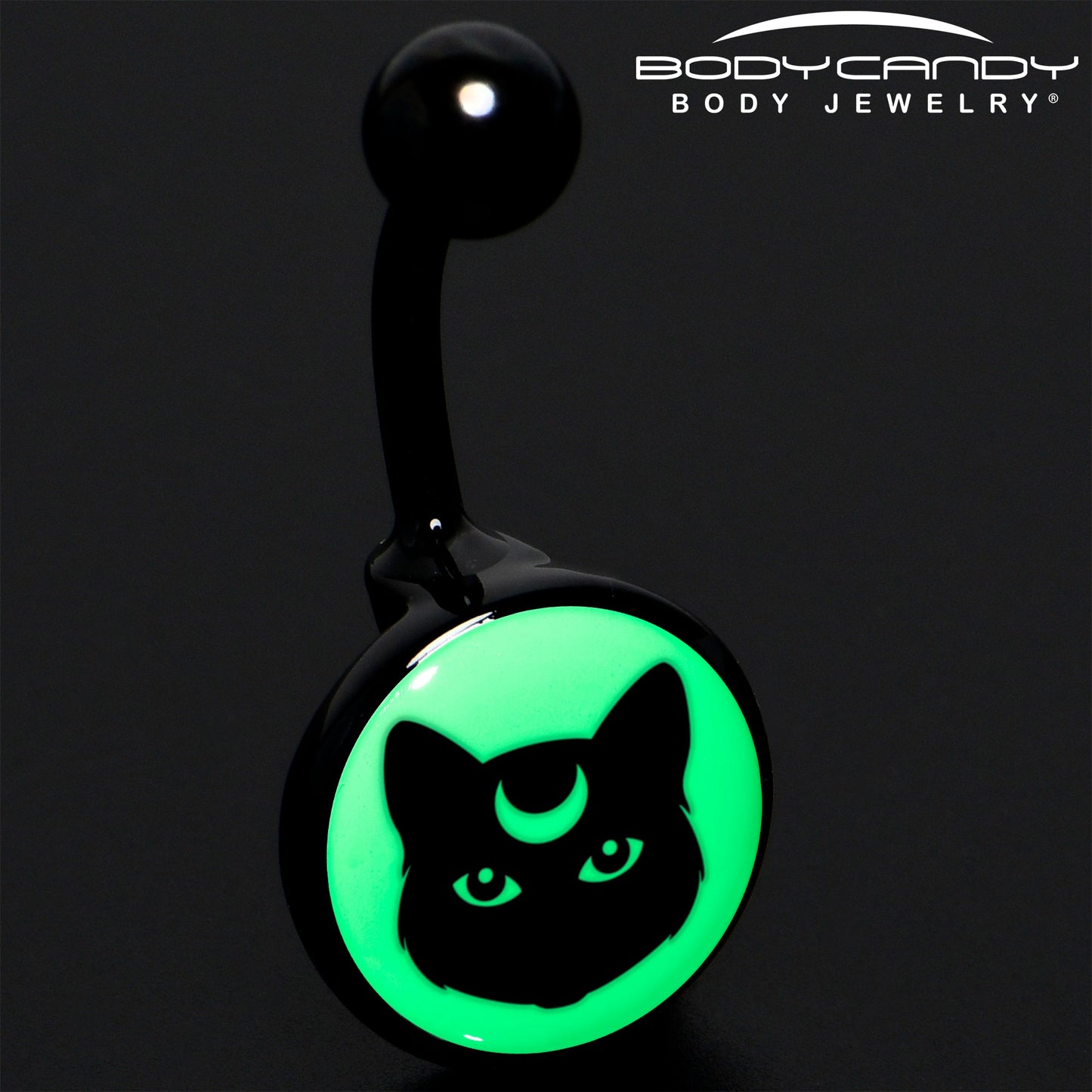 Glow in the Dark Mystic Kitty Cat Belly Ring by Onyx O - - BELLY RING