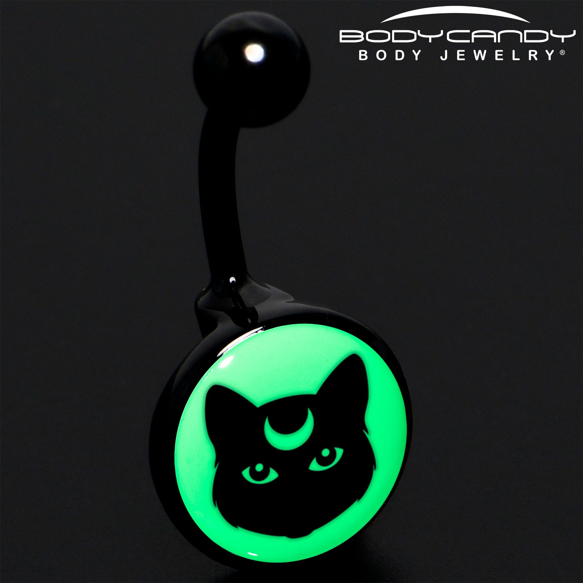 Glow in the Dark Mystic Kitty Cat Belly Ring by Onyx O - - BELLY RING