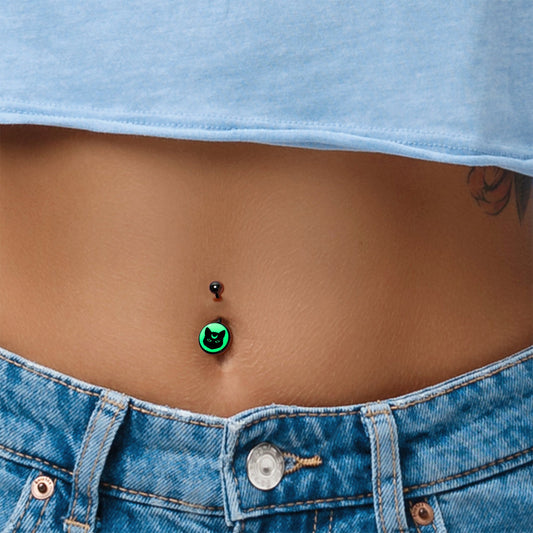Glow in the Dark Mystic Kitty Cat Belly Ring by Onyx O - - BELLY RING
