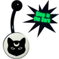 Glow in the Dark Mystic Kitty Cat Belly Ring by Onyx O - - BELLY RING