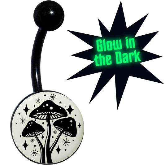 Glow in the Dark Mystic Mushroom Belly Ring by Onyx O - - BELLY RING