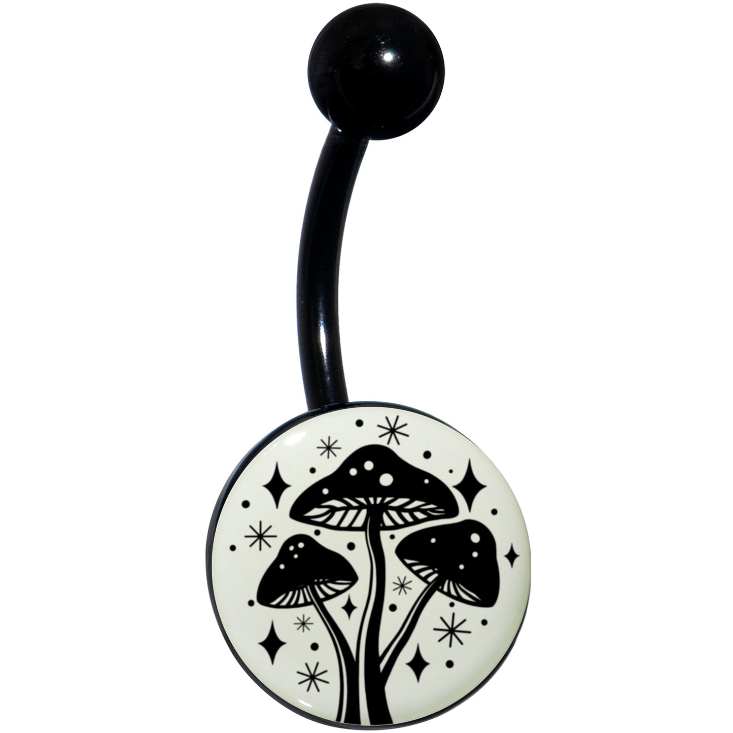 Glow in the Dark Mystic Mushroom Belly Ring by Onyx O - - BELLY RING