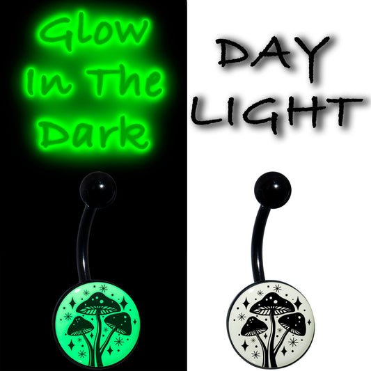 Glow in the Dark Mystic Mushroom Belly Ring by Onyx O - - BELLY RING