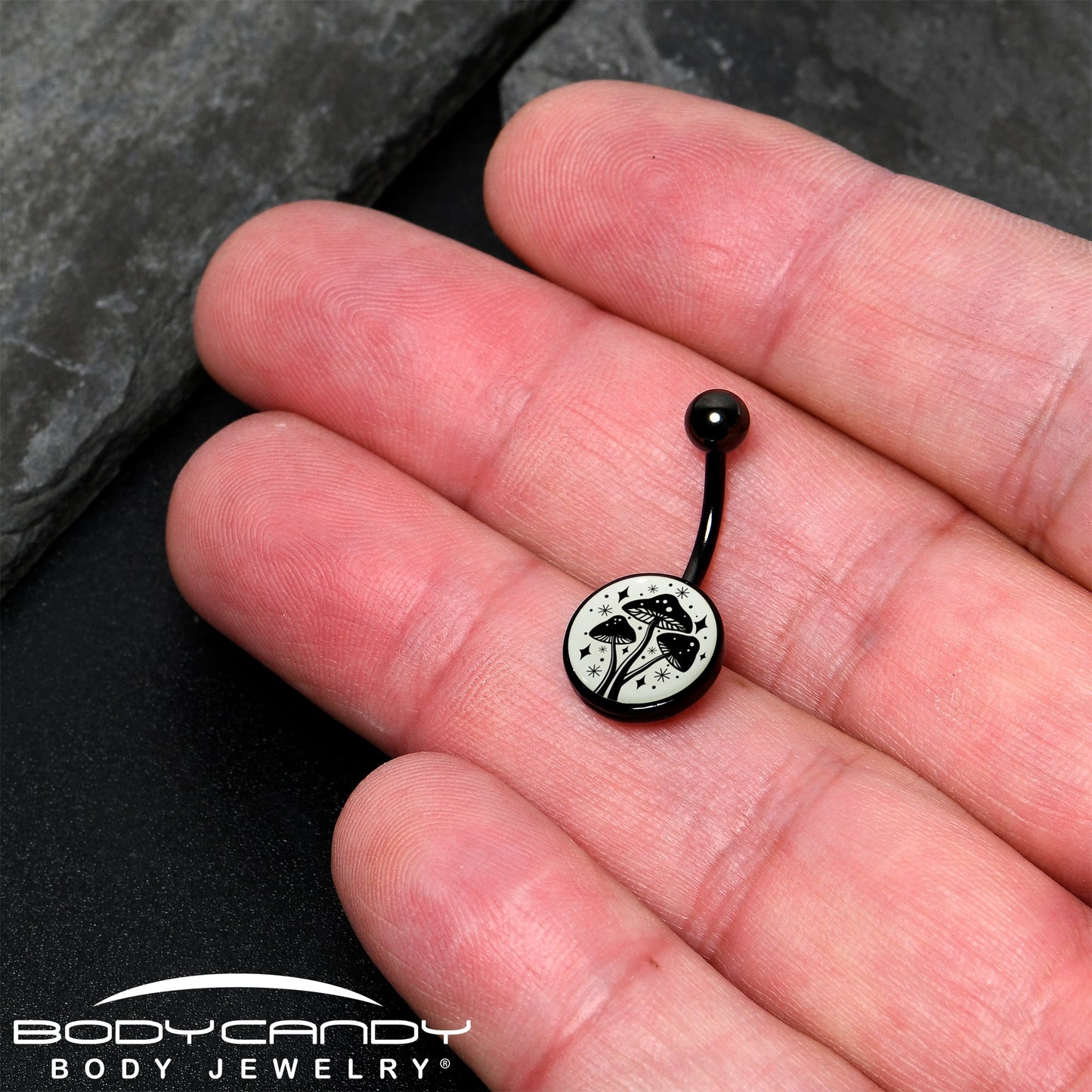 Glow in the Dark Mystic Mushroom Belly Ring by Onyx O - - BELLY RING