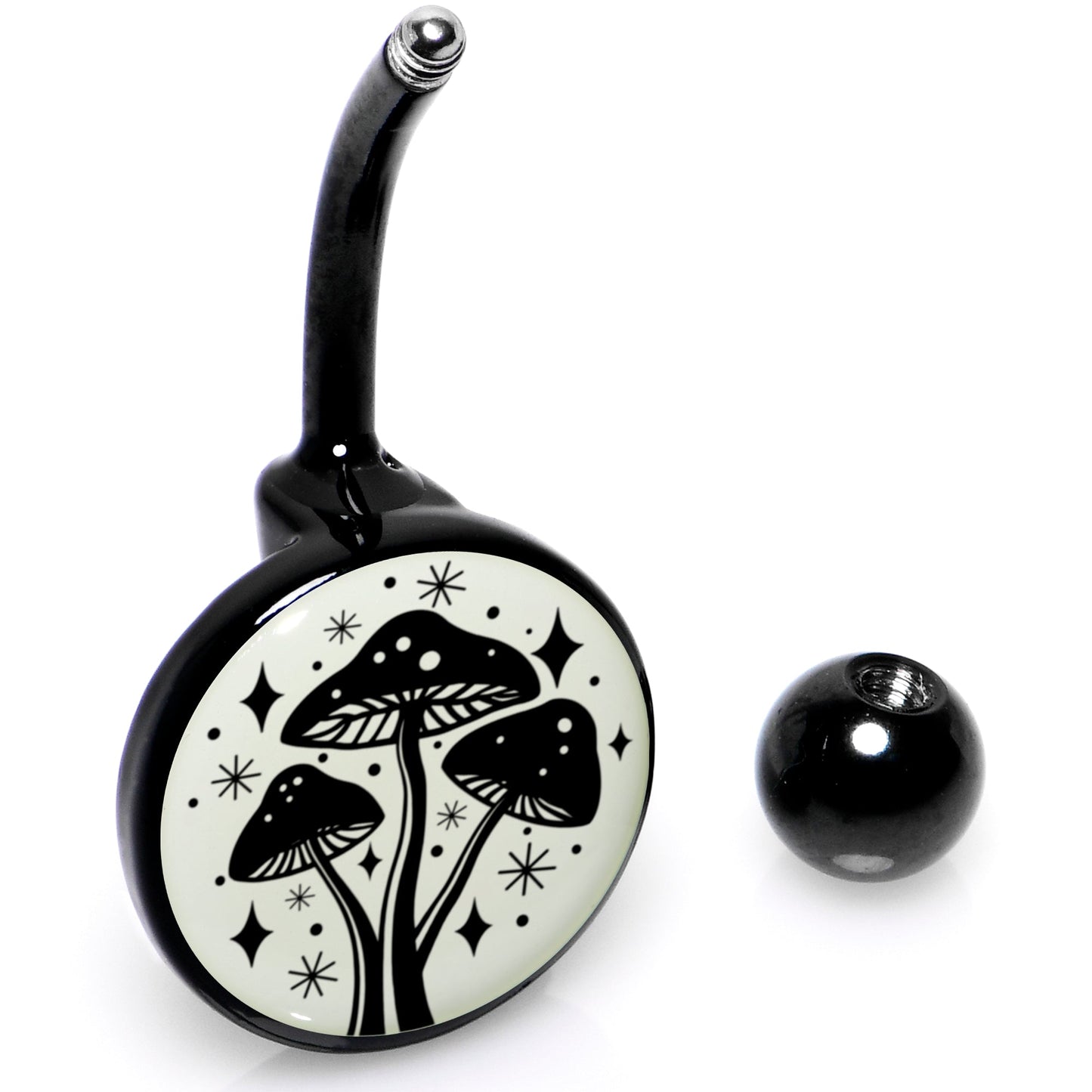 Glow in the Dark Mystic Mushroom Belly Ring by Onyx O - - BELLY RING