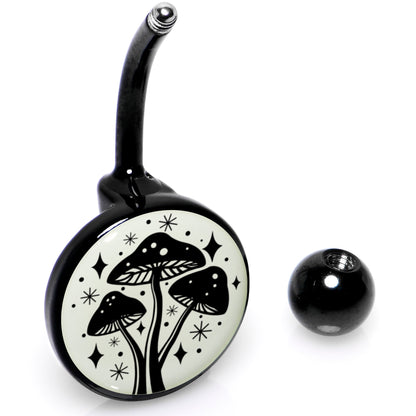 Glow in the Dark Mystic Mushroom Belly Ring by Onyx O - - BELLY RING
