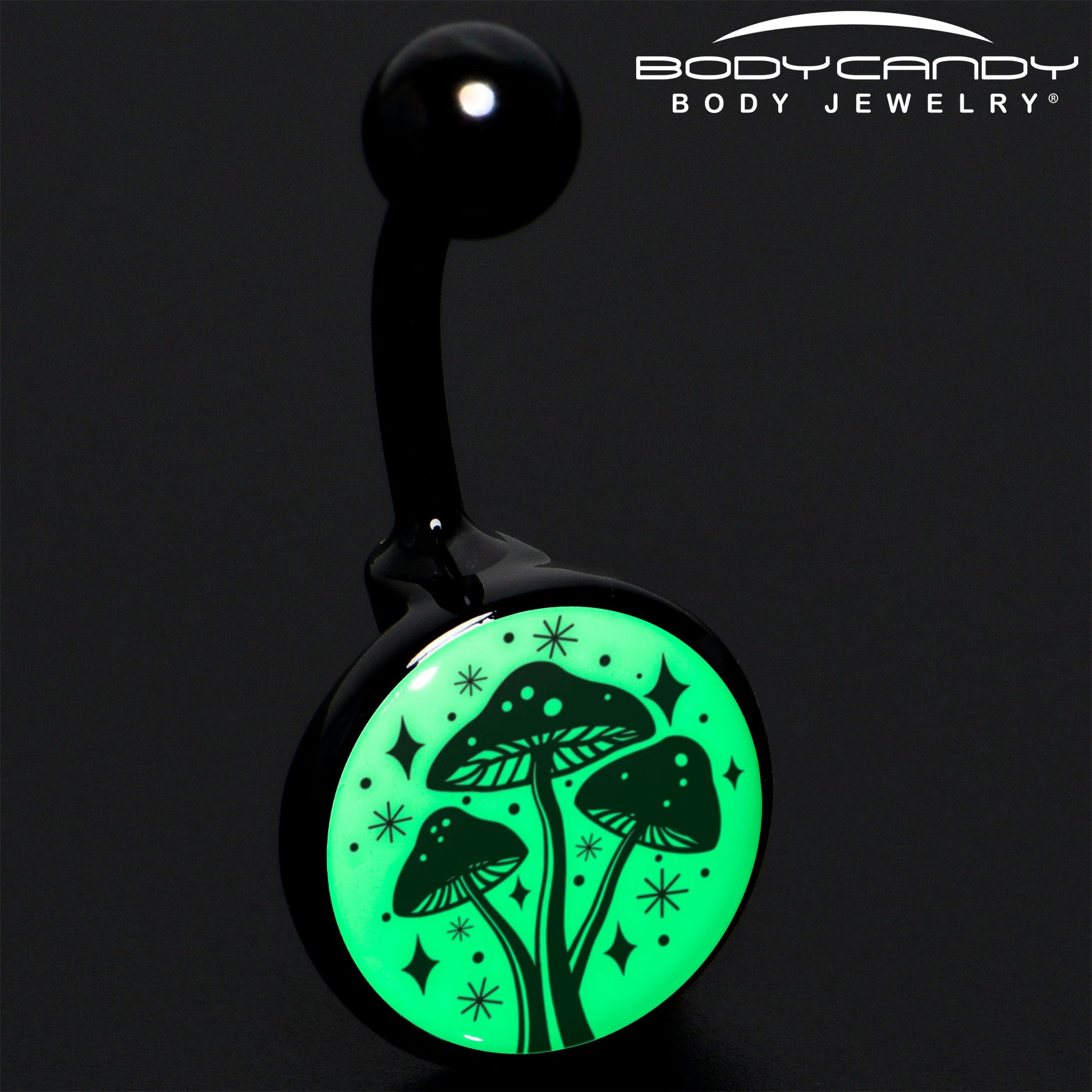 Glow in the Dark Mystic Mushroom Belly Ring by Onyx O - - BELLY RING