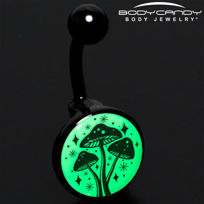 Glow in the Dark Mystic Mushroom Belly Ring by Onyx O - - BELLY RING