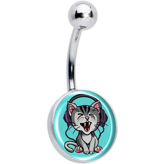 Heavy Metal Kitty Cat Belly Ring by Onyx O - - BELLY RING
