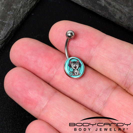Heavy Metal Kitty Cat Belly Ring by Onyx O - - BELLY RING