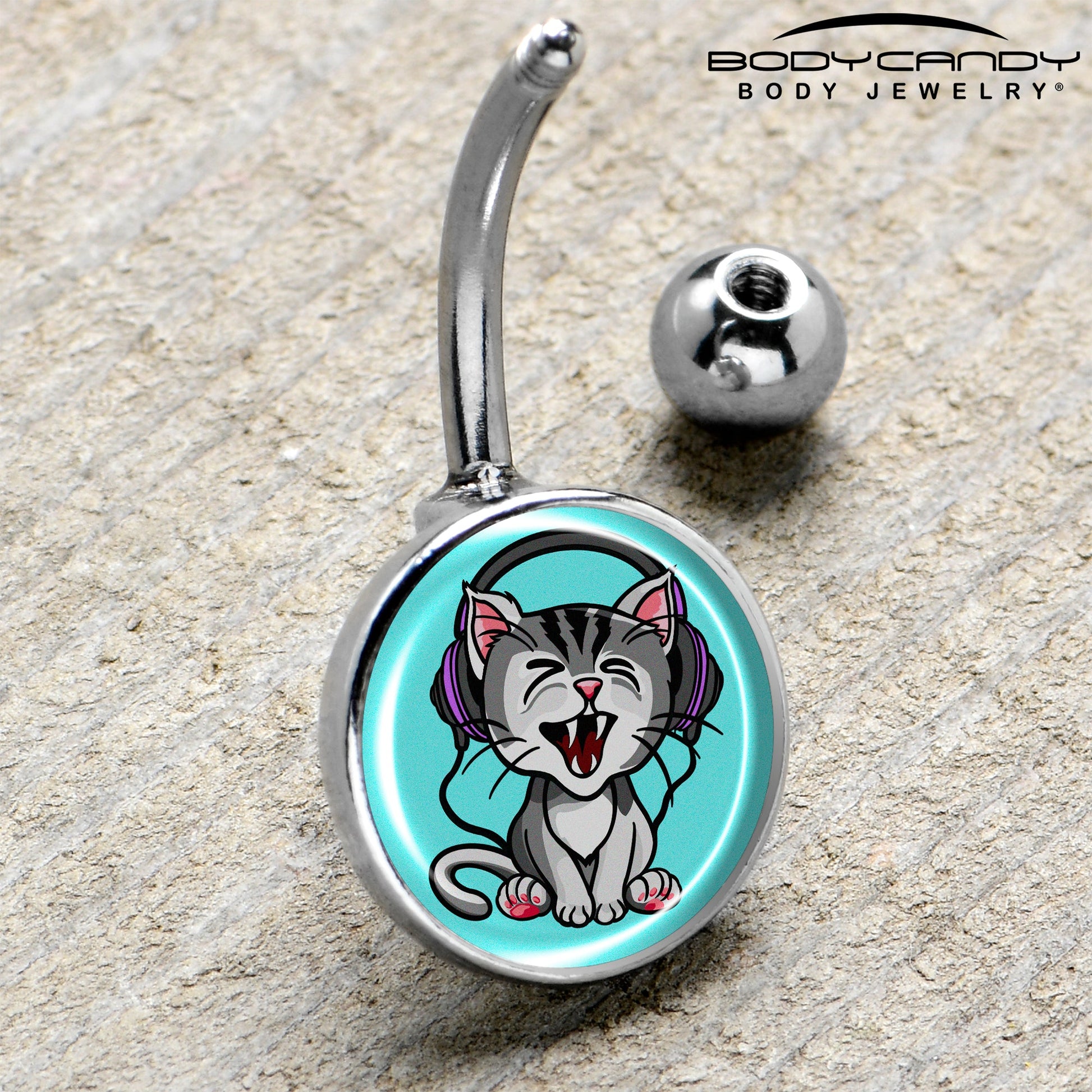 Heavy Metal Kitty Cat Belly Ring by Onyx O - - BELLY RING