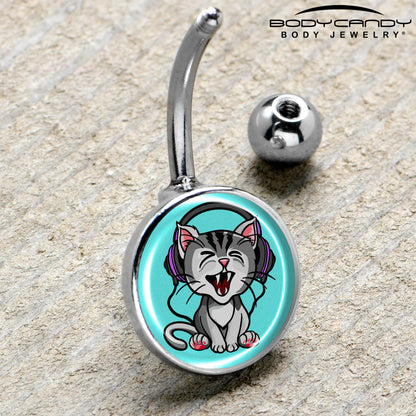 Heavy Metal Kitty Cat Belly Ring by Onyx O - - BELLY RING