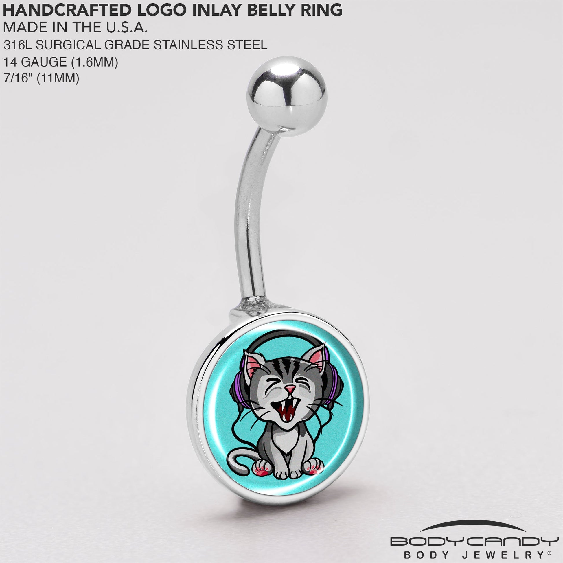 Heavy Metal Kitty Cat Belly Ring by Onyx O - - BELLY RING