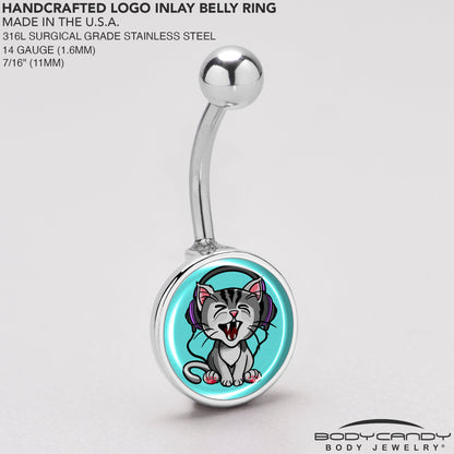 Heavy Metal Kitty Cat Belly Ring by Onyx O - - BELLY RING