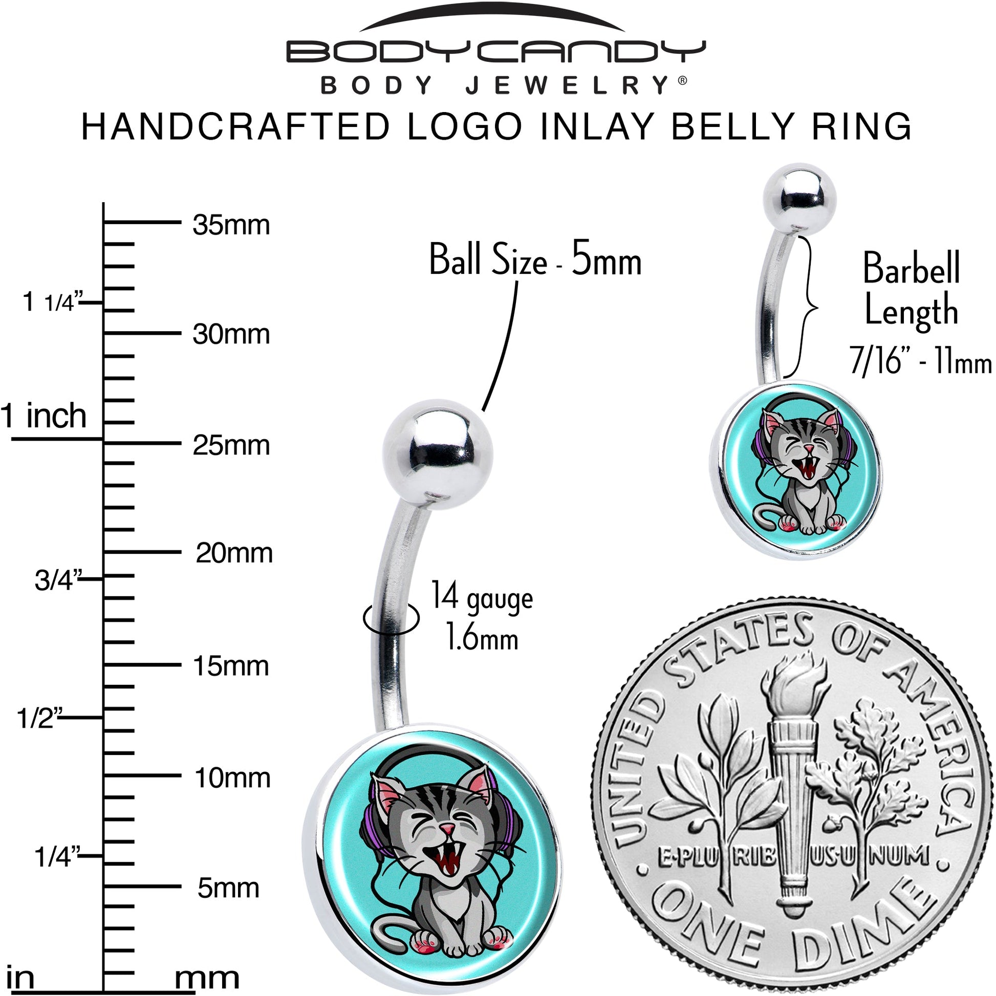 Heavy Metal Kitty Cat Belly Ring by Onyx O - - BELLY RING