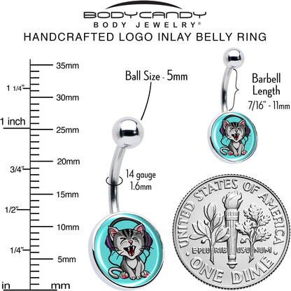 Heavy Metal Kitty Cat Belly Ring by Onyx O - - BELLY RING