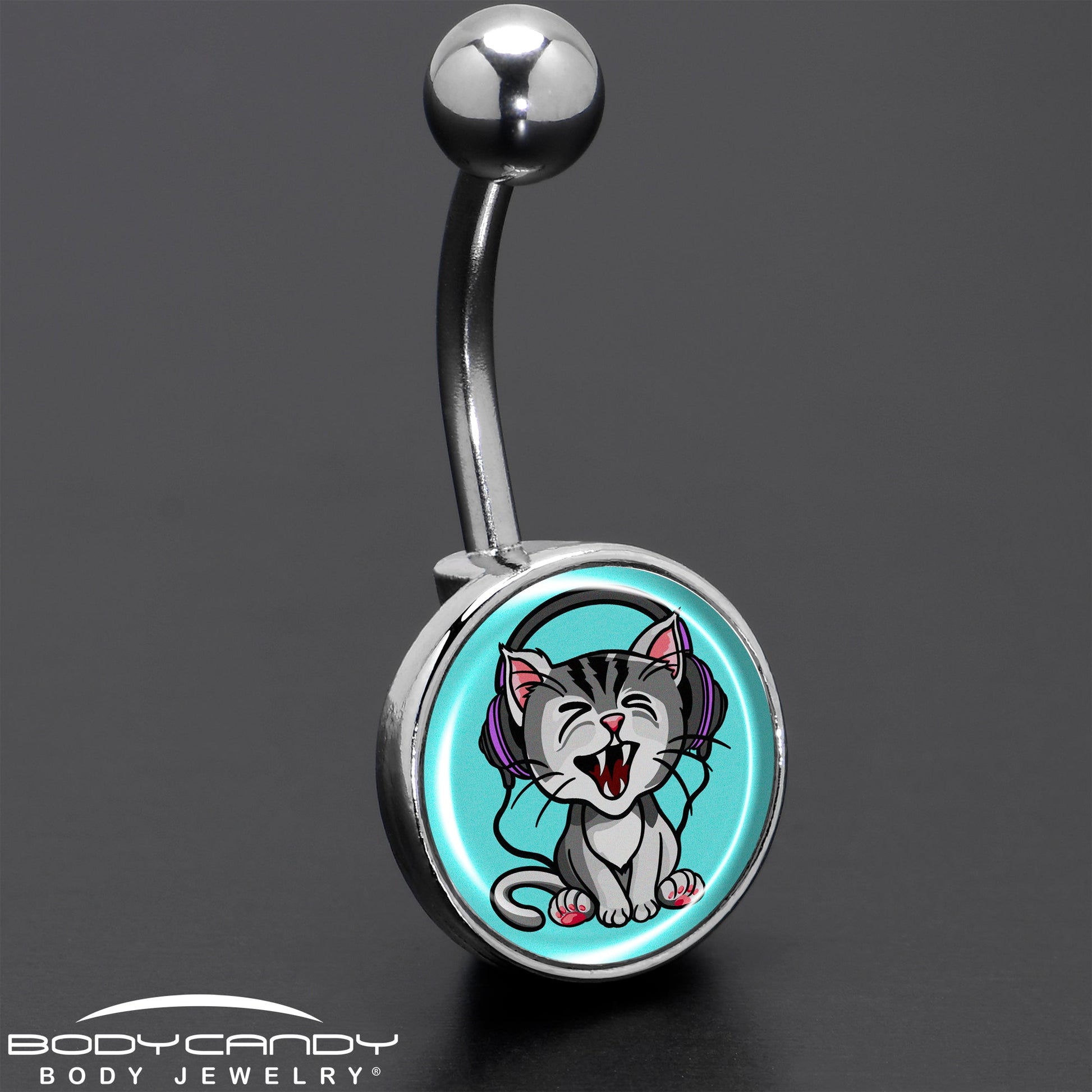 Heavy Metal Kitty Cat Belly Ring by Onyx O - - BELLY RING