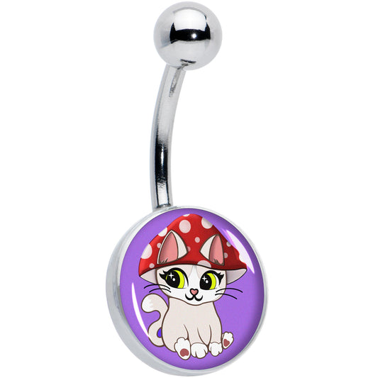 Polka Dot Mushroom Hat Cat Belly Ring by Onyx O - - BELLY RING