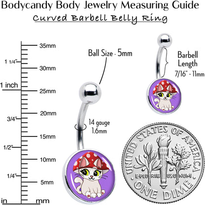 Polka Dot Mushroom Hat Cat Belly Ring by Onyx O - - BELLY RING