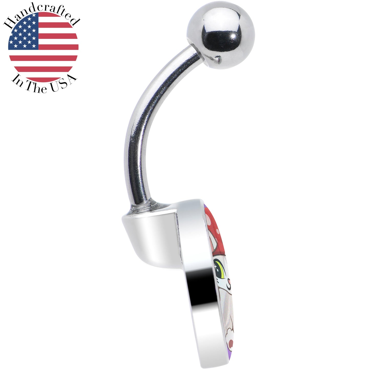 Polka Dot Mushroom Hat Cat Belly Ring by Onyx O - - BELLY RING