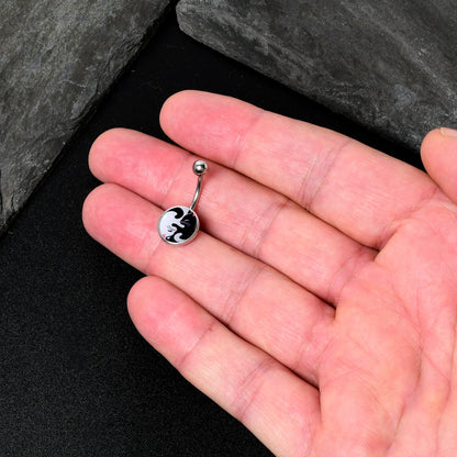 Cute Kitty Cat Yin Yang Belly Ring by Onyx O - - Body Candy