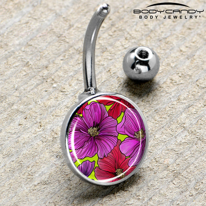 Blossom Creation Tropical Floral Flowers Belly Ring by Onyx O - - BELLY RING