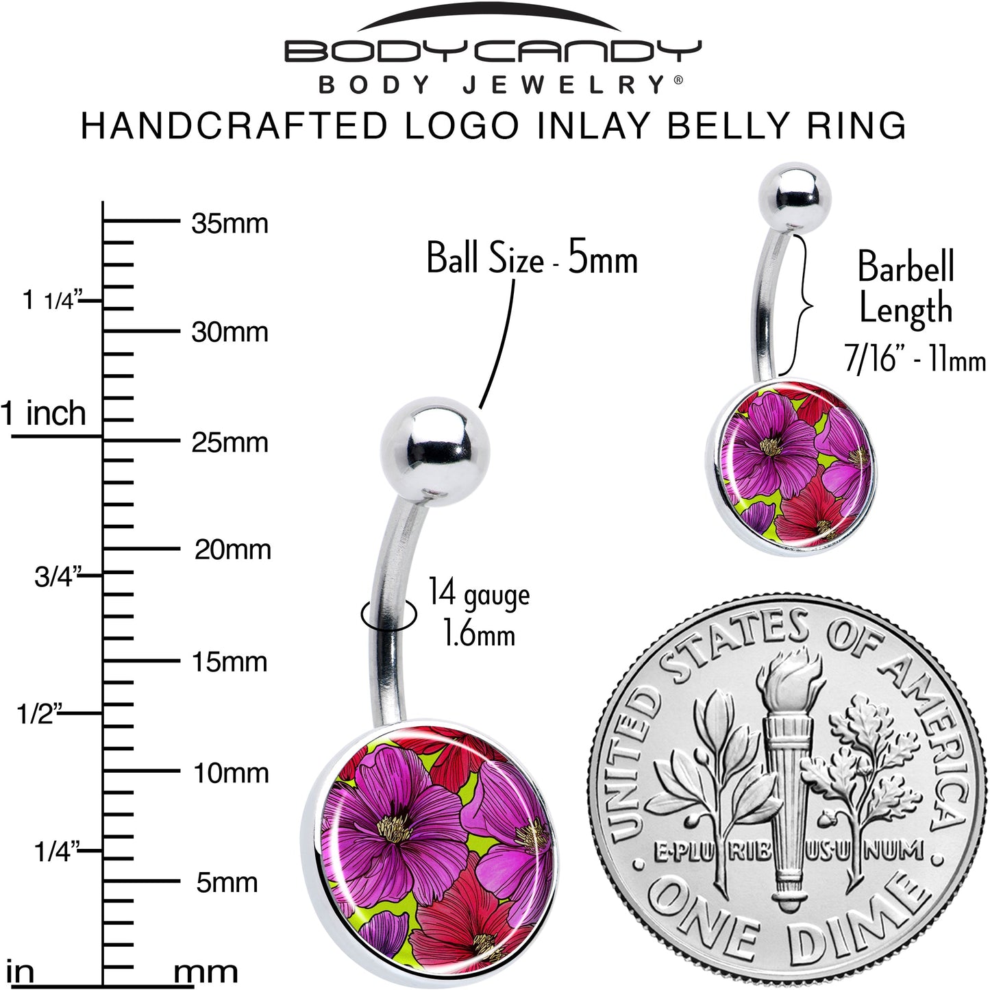 Blossom Creation Tropical Floral Flowers Belly Ring by Onyx O - - BELLY RING