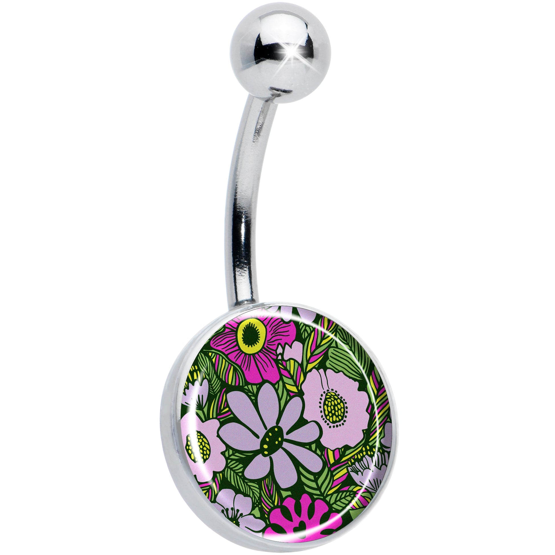 Blossom Creation Paradise of Pink Flowers Belly Ring by Onyx O - - BELLY RING