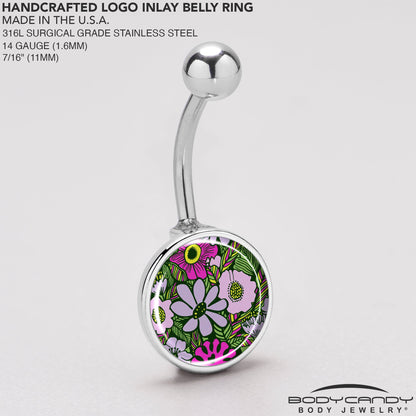 Blossom Creation Paradise of Pink Flowers Belly Ring by Onyx O - - BELLY RING