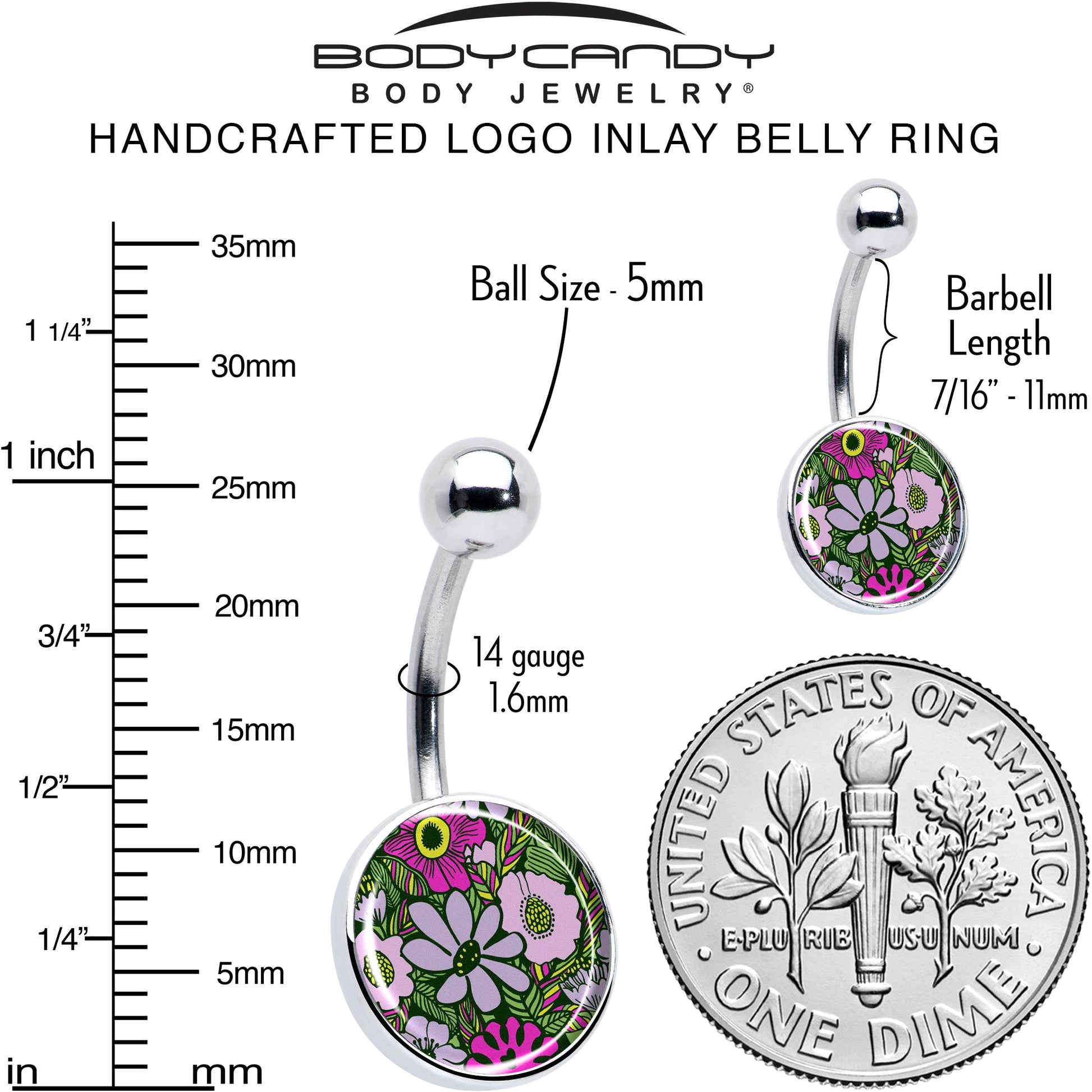 Blossom Creation Paradise of Pink Flowers Belly Ring by Onyx O - - BELLY RING