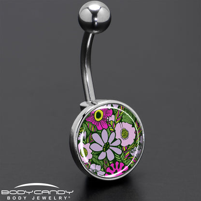 Blossom Creation Paradise of Pink Flowers Belly Ring by Onyx O - - BELLY RING