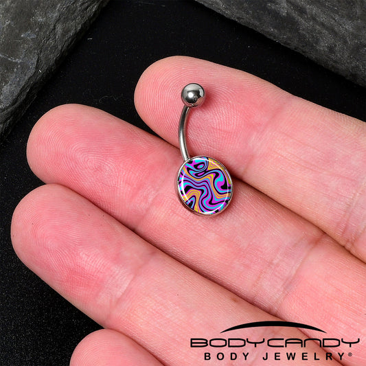 Funky Swirls Belly Ring by Onyx O - - BELLY RING