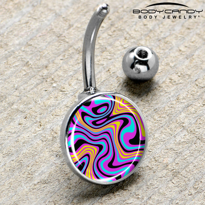 Funky Swirls Belly Ring by Onyx O - - BELLY RING