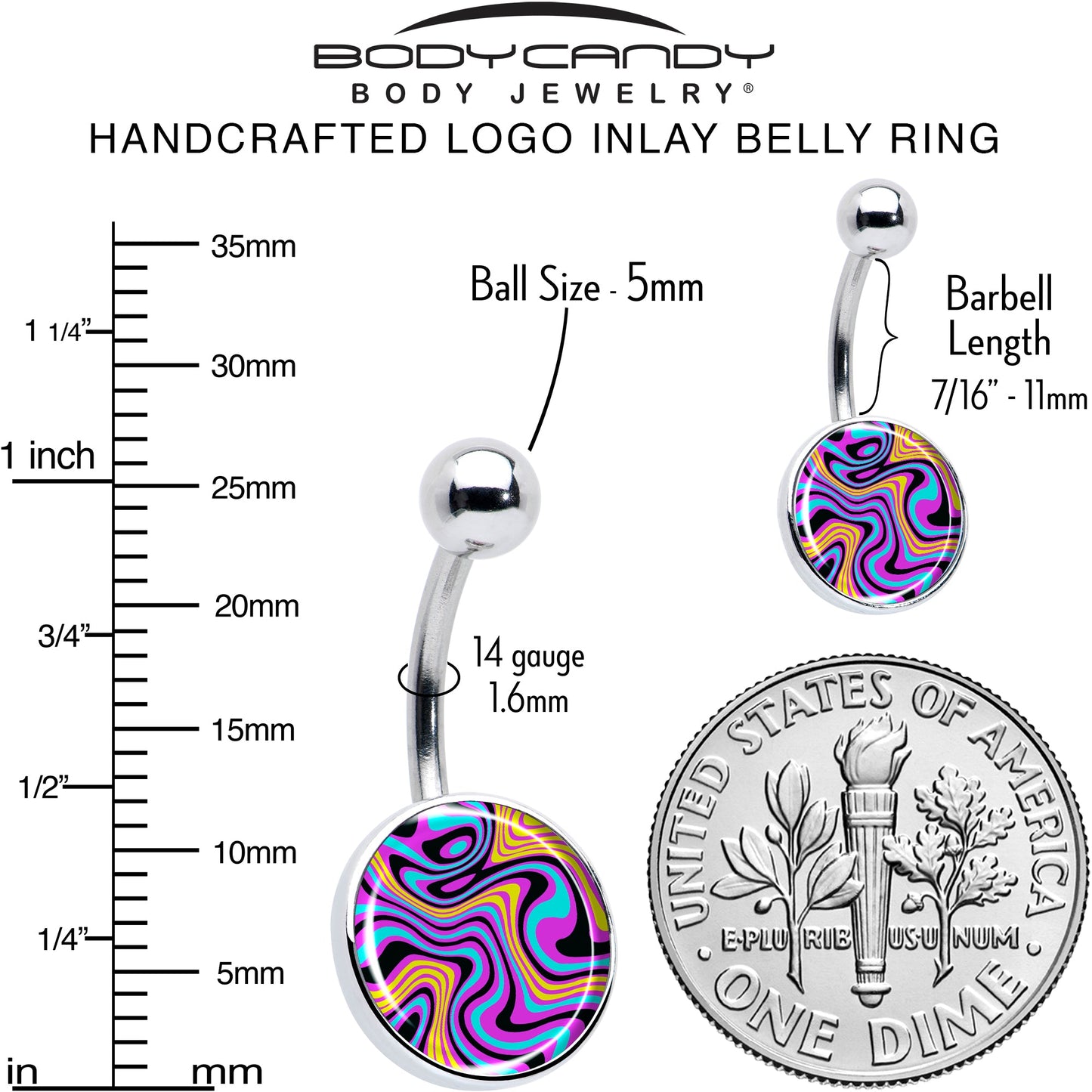 Funky Swirls Belly Ring by Onyx O - - BELLY RING