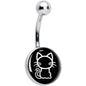 Black and White Kitty Cat Belly Ring by Onyx O - - BELLY RING