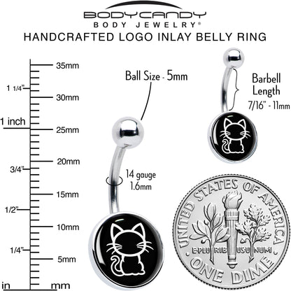 Black and White Kitty Cat Belly Ring by Onyx O - - BELLY RING