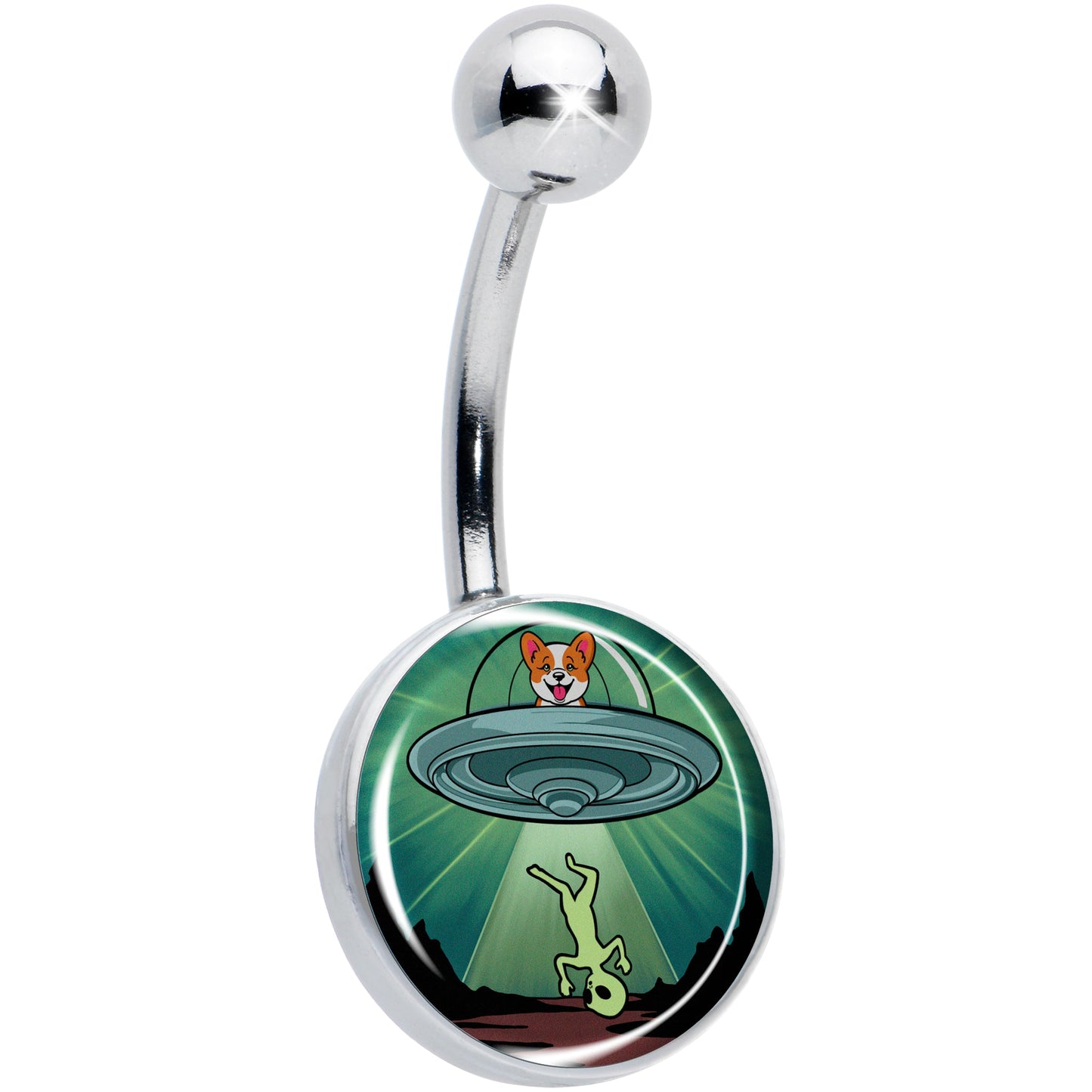 Reverse Alien UFO AbductionBelly Ring by Onyx O - - BELLY RING